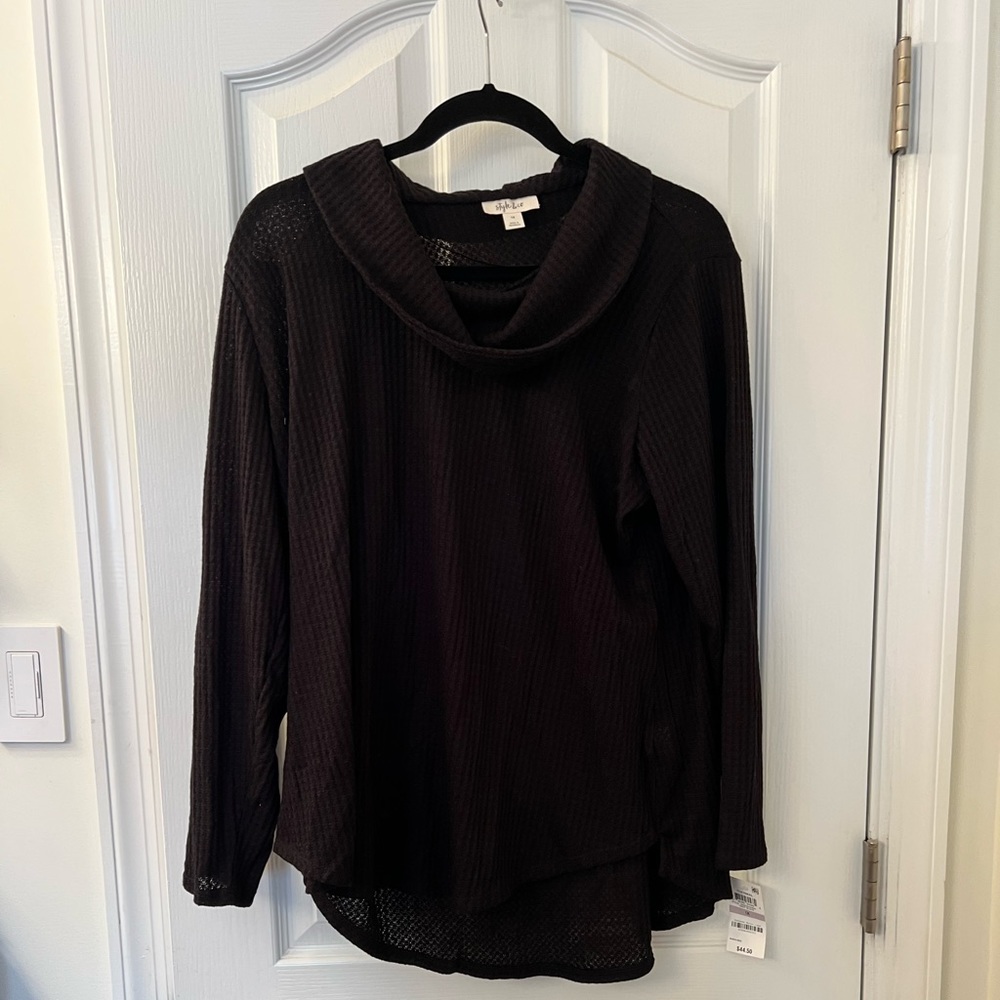 Style & Co. deep black 1X thermal sweater NWT
